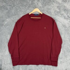 Polo Ralph Lauren T-Shirt Mens 3XB Burgundy Long Sleeve 100% Cotton Flesh Pony